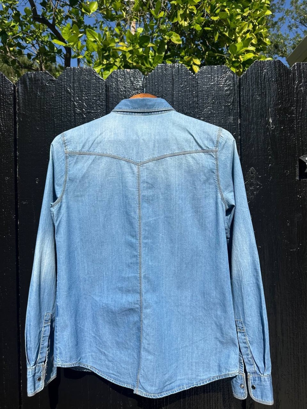 Light Wash Denim Button-Up Shirt - Picture 2 of 6